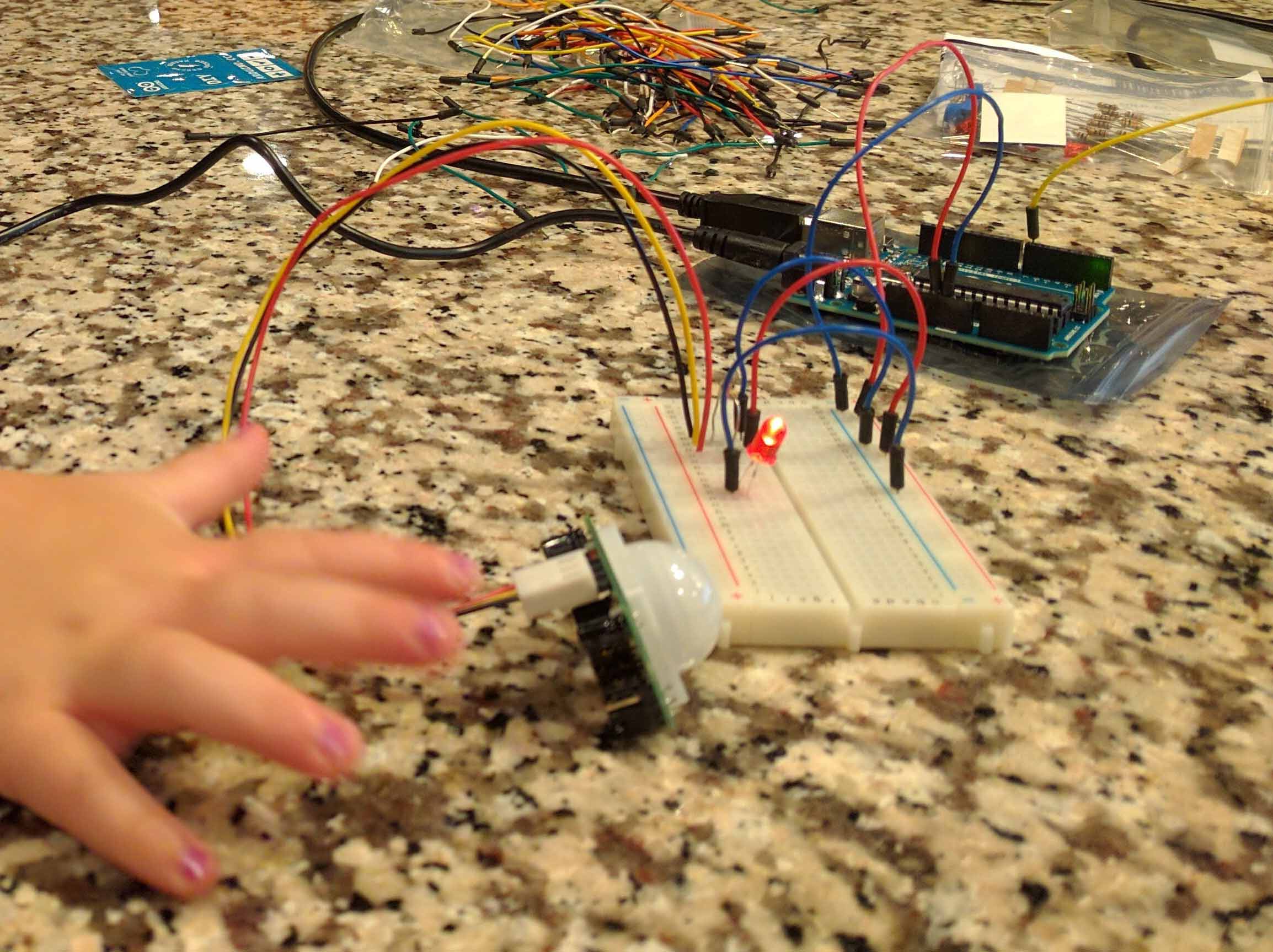 Small hand testing out motion sensor